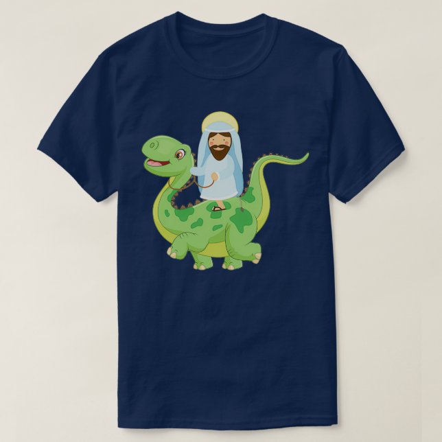 Camiseta Gracioso Jesús Dinosaurio Ateo Agnóstico Evolución (Diseño del anverso)