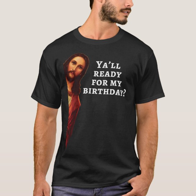 Camiseta Gracioso Jesús Feliz Regalo de Navidades de cumple (Anverso)