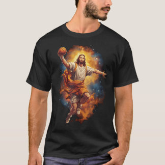 Camiseta Gracioso Jesús jugando básquetbol