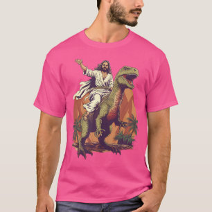 Camiseta Gracioso Jesús montando meme de dinosaurios en T-R