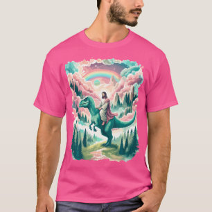 Camiseta Gracioso Jesús montando meme de dinosaurios en T-R