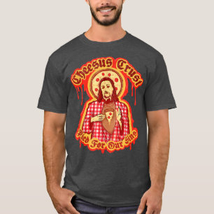 Camiseta Gracioso Jesús Pizza Pun Cheesus Crust Gráfico Art