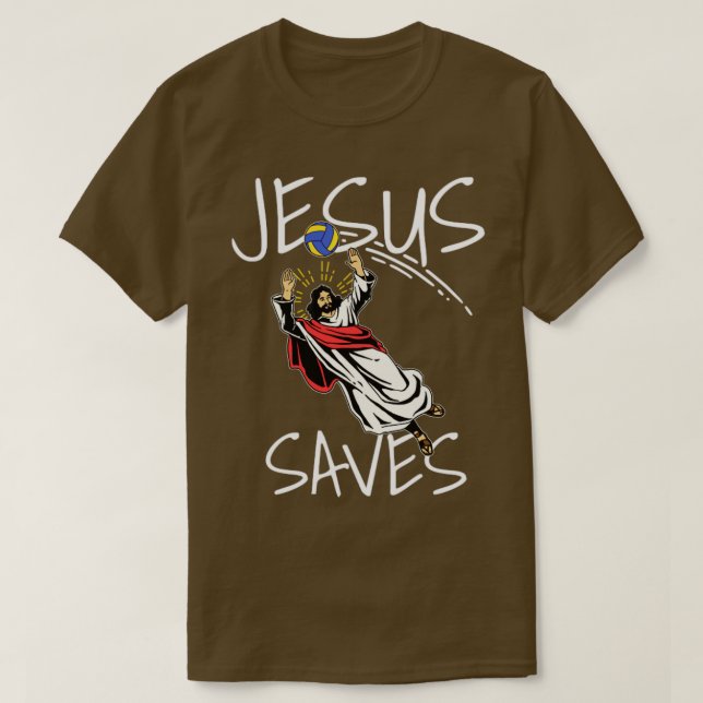 Camiseta Gracioso Jesús salva regalo de voleibol impreso Vo (Diseño del anverso)