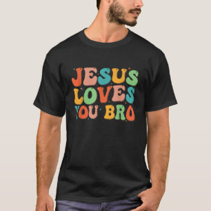 Camiseta Gracioso Jesús te ama hermano Groovy Hombres Crist