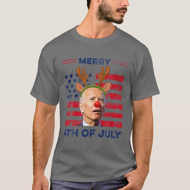 Camiseta Gracioso Joe Biden Dazed Merry 4 De Julio (Anverso)