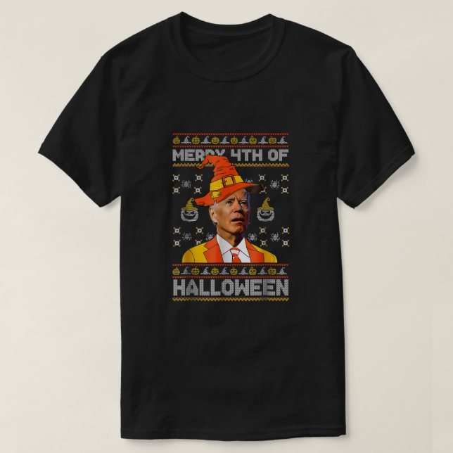 Camiseta Gracioso Joe Biden Feliz 4 De Halloween Costume Sc (Diseño del anverso)