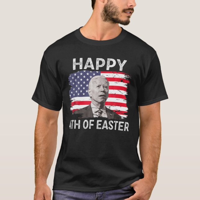 Camiseta Gracioso Joe Biden Feliz 4 De Julio Confuso Pascua (Anverso)
