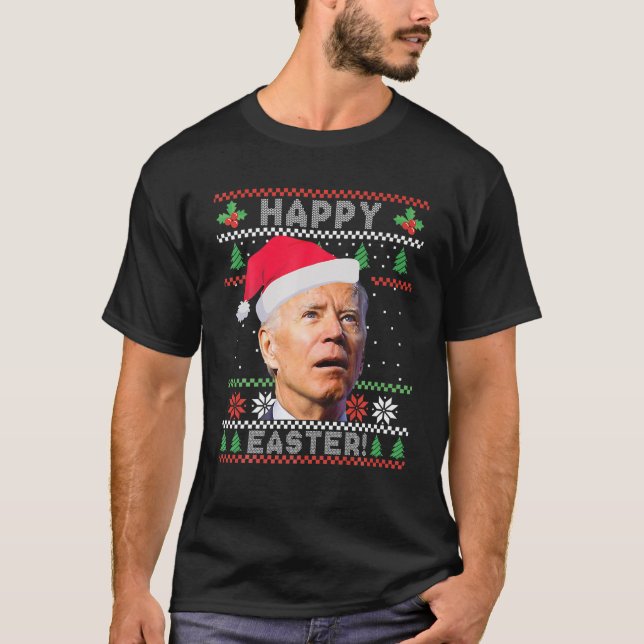 Camiseta Gracioso Joe Biden Feliz Pascua Feo Navidades (Anverso)