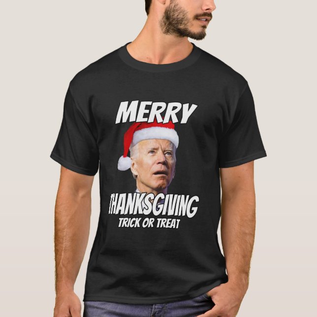 Camiseta Gracioso Joe Biden Merry Thanksgiving Trick O Trek (Anverso)