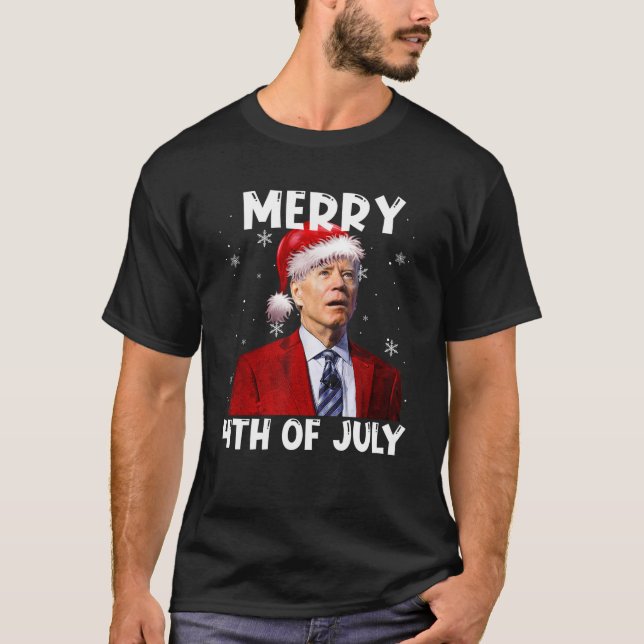 Camiseta Gracioso Joe Biden Santa Hat 4 De Julio Cristo (Anverso)