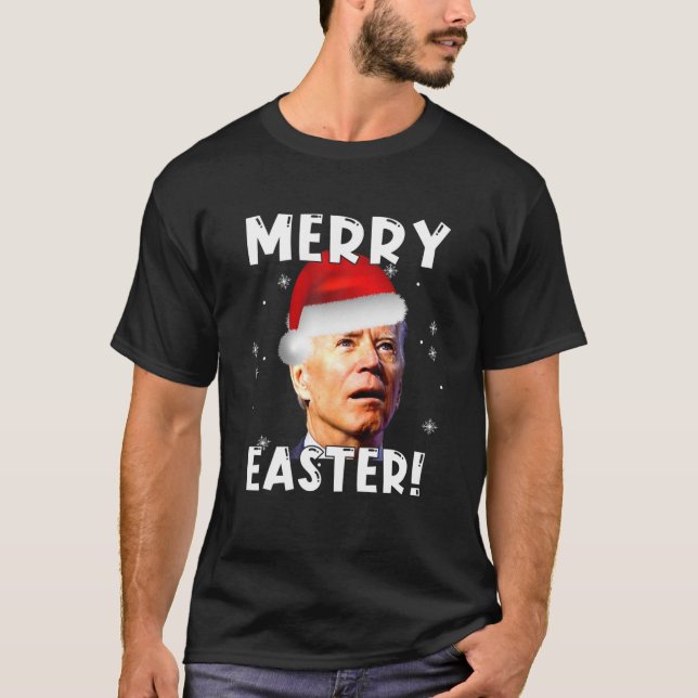 Camiseta Gracioso Joe Biden Santa Merry Easter Trick O Trek (Anverso)