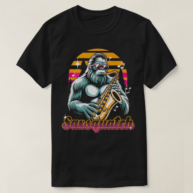 Camiseta Gracioso juego de palabras Saxsquatch reproductor  (Diseño del anverso)