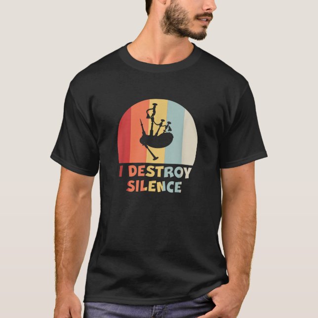 Camiseta Gracioso jugador de Bagpipe I DESTRUYE SILENCE Bag (Anverso)