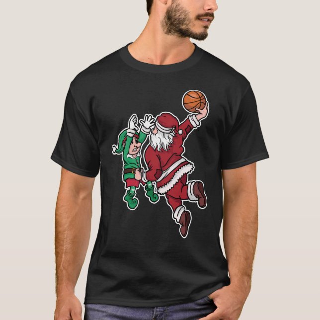 Camiseta Gracioso jugador de baloncesto Santa (Anverso)