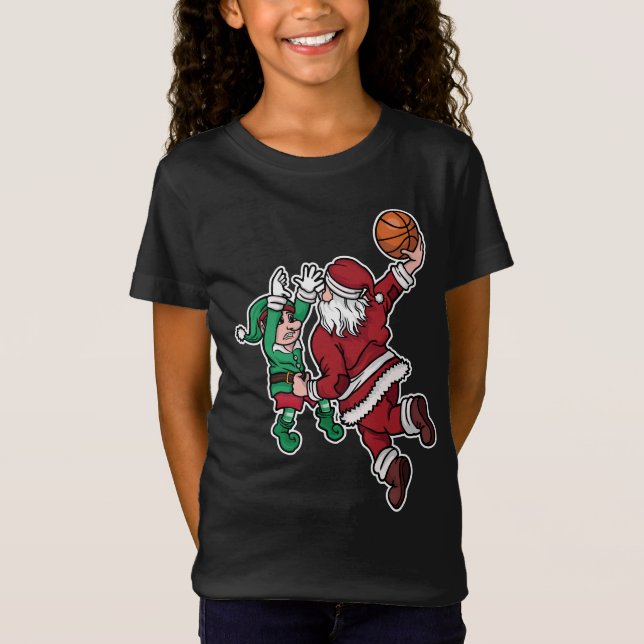 Camiseta Gracioso jugador de baloncesto Santa (Anverso)