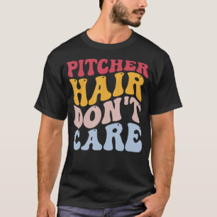 Camiseta Gracioso jugador de Softball con el pelo de lanzad