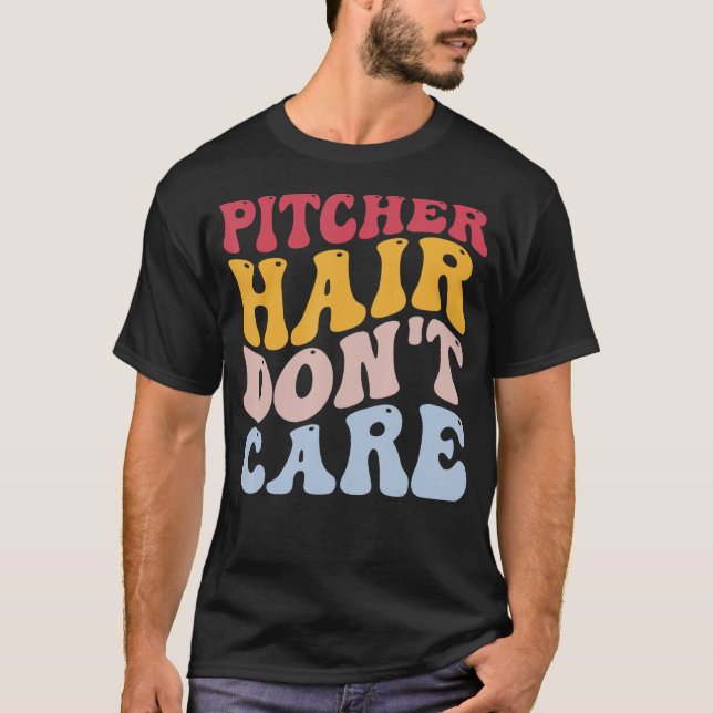 Camiseta Gracioso jugador de Softball con el pelo de lanzad (Anverso)