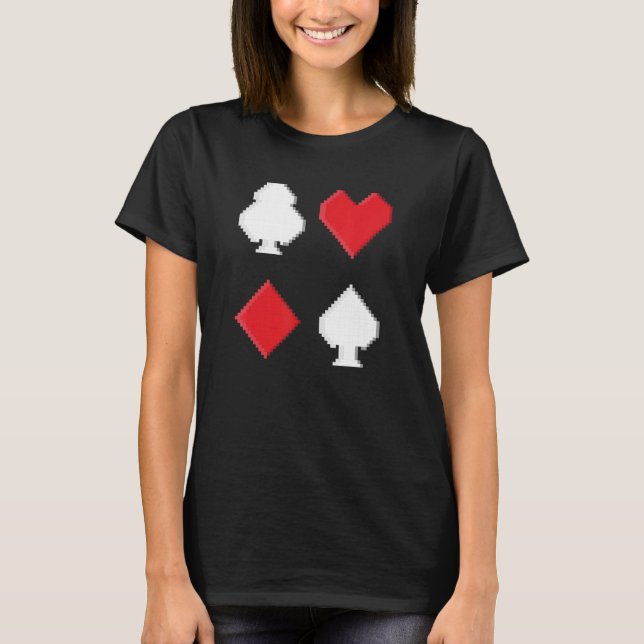 Camiseta Gracioso jugador de tarjetas de Póquer Pixel Spade (Anverso)