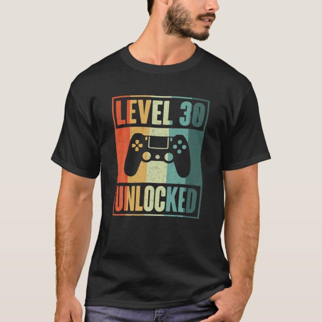 Camiseta Gracioso Jugador De Vídeo Desbloqueado De Nivel 30 (Anverso)
