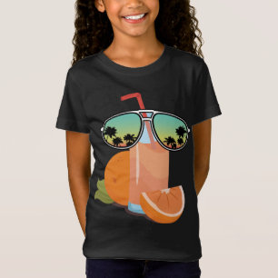 Camiseta Gracioso Jugo Naranja Con Gafas De Sol Diseño Love