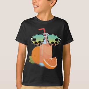 Camiseta Gracioso Jugo Naranja Con Gafas De Sol Diseño Love