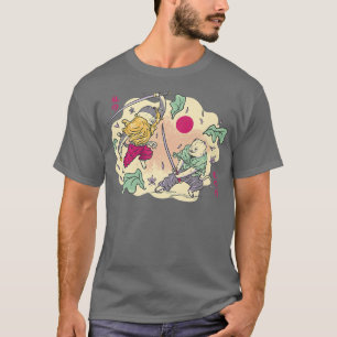 Camiseta Gracioso Kawaii Samurai Cat Huelga de ninja lo