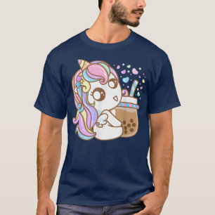 Camiseta Gracioso Kawaii Unicorn Boba Tea Bubble Tea Tea An