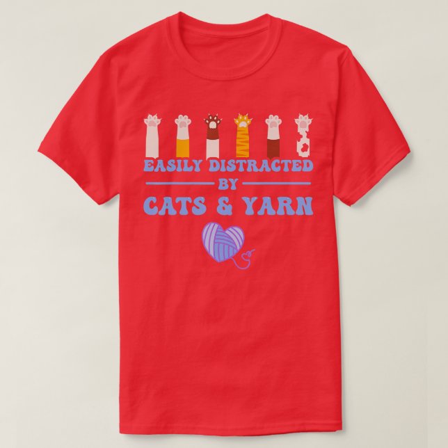 Camiseta Gracioso Knitus para gatos y yarn (Diseño del anverso)