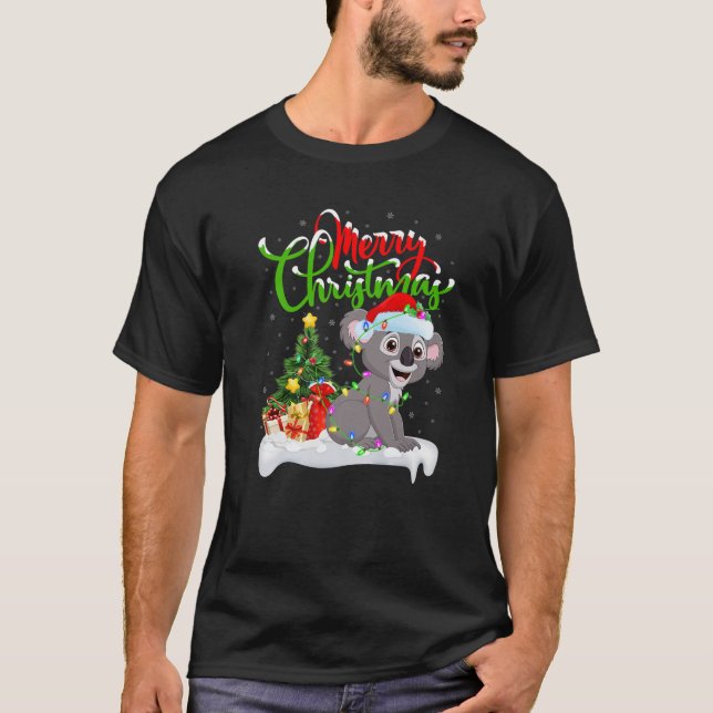 Camiseta Gracioso Koala Animal Lover Xmas Encendiendo a Koa (Anverso)
