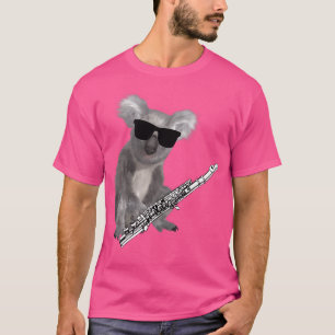 Camiseta Gracioso Koala Con Gafas De Sol Jugando Flauta
