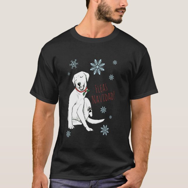 Camiseta Gracioso Labrador Chrismas Fleas Navidad (Anverso)