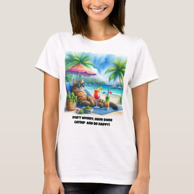 Camiseta Gracioso lema de gato (Anverso)