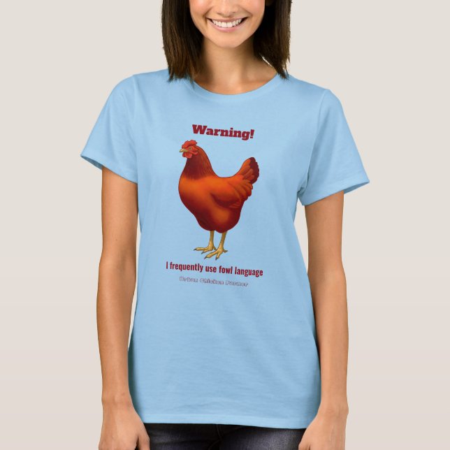 Camiseta Gracioso Lenguaje de Vaca Granjero de Pollo Rojo H (Anverso)