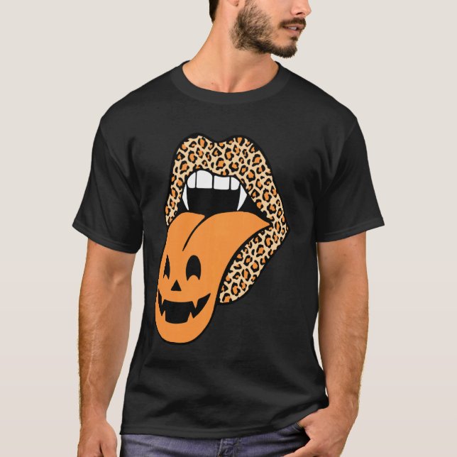 Camiseta Gracioso Leopard Lips Brompkin Gráfico Hallween T  (Anverso)