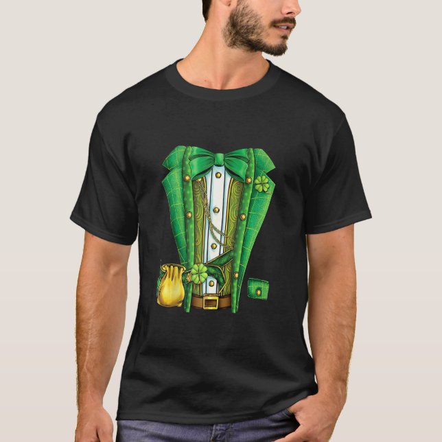 Camiseta Gracioso Leprechaun Costume Suit Tuxedo St Patr (Anverso)