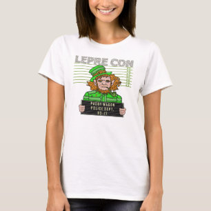 Camiseta Gracioso Leprechaun Leprecon Mugshot