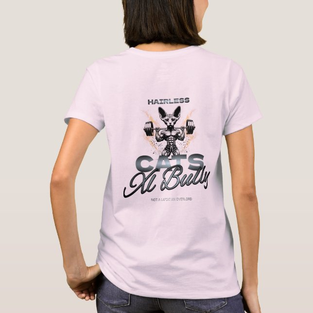 Camiseta Gracioso Levador de pesas Xl Bully Cat para mujere (Reverso)