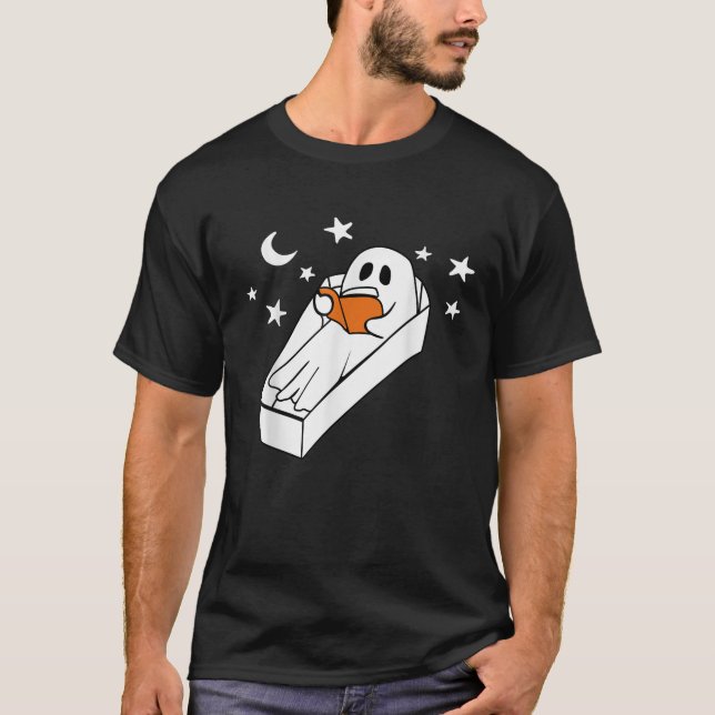 Camiseta Gracioso libro de lectura fantasma en el librero d (Anverso)