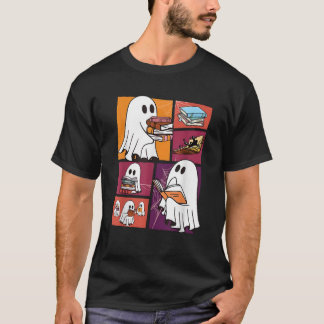 Camiseta Gracioso libro fantasma que lee libros retro que a