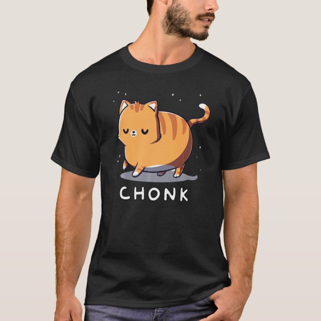 Camiseta Gracioso lindo Chubby Feliz Gato Gato Arte (Anverso)