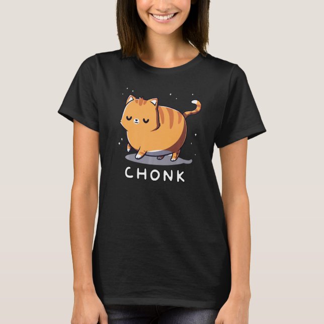 Camiseta Gracioso lindo Chubby Feliz Gato Gato Arte (Anverso)