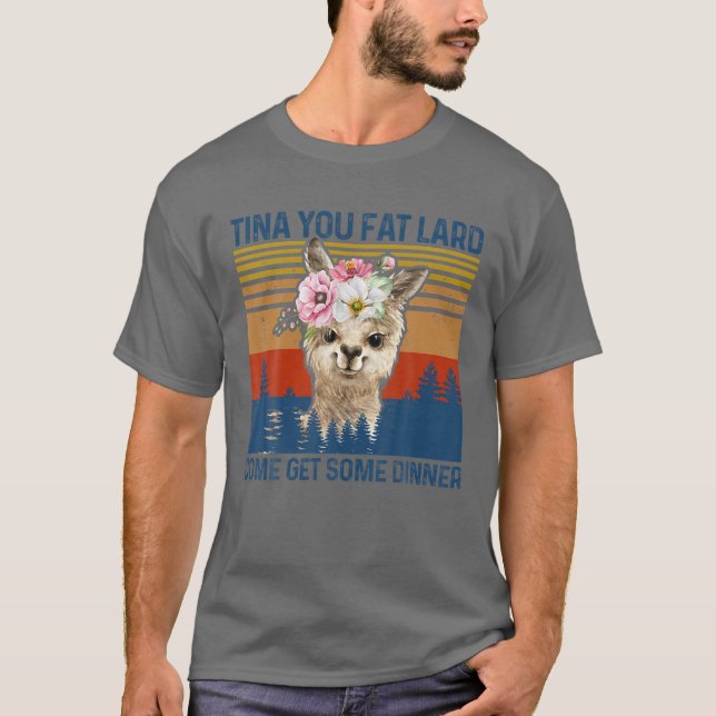 Camiseta Gracioso Llama Alpaca Tina Tu Gorda Llega, Consigu (Anverso)