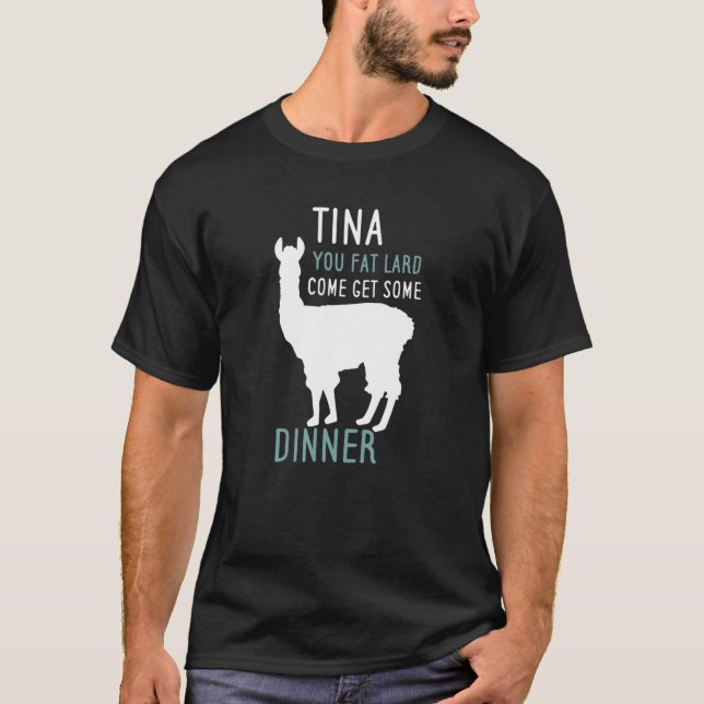 Camiseta Gracioso Llama Alpaca Tina Tu Gorda Llega, Consigu (Anverso)