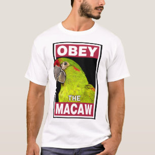 Camiseta Gracioso loro de Macaw con la parte roja - Arte de
