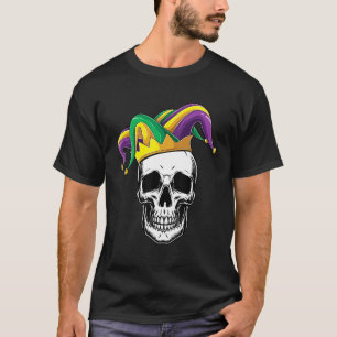 Camiseta Gracioso Mardi Gras Skull Jester Gorra Discurso M