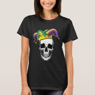 Camiseta Gracioso Mardi Gras Skull Jester Gorra Discurso M