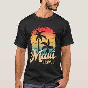 Camiseta Gracioso Maui Palm Tree Hawaii Retro Surfing Hawai