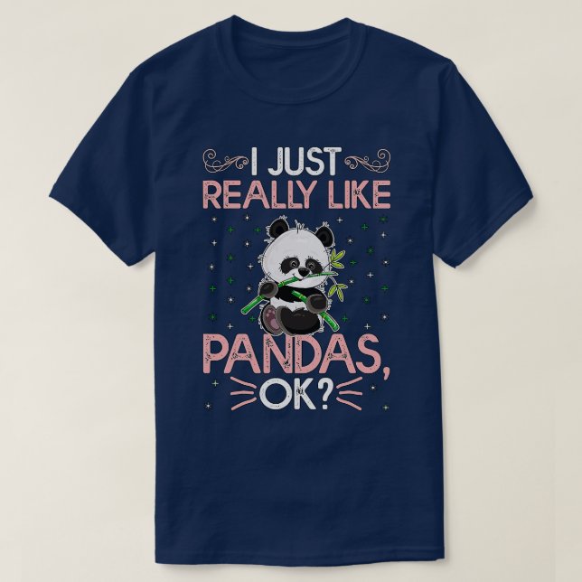 Camiseta Gracioso Me Gusta Realmente Pandas Ok (Diseño del anverso)