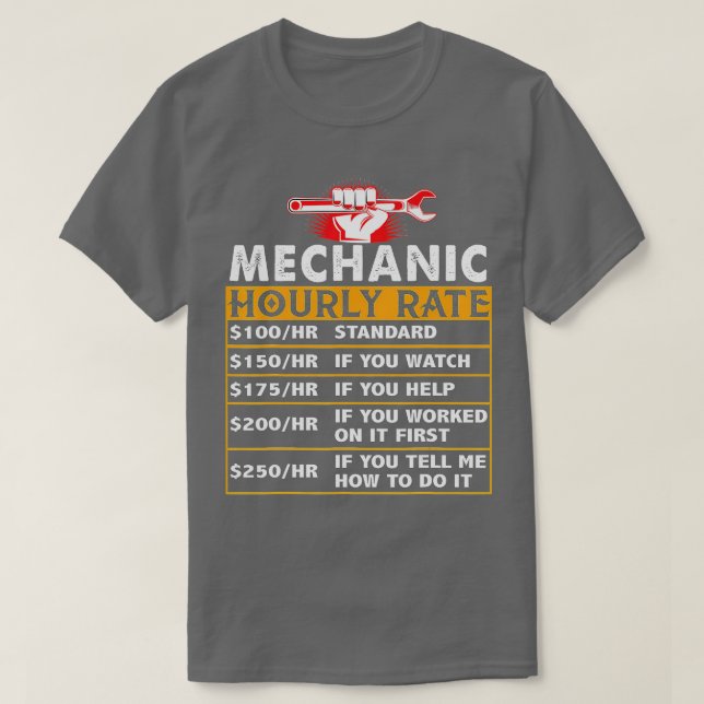 Camiseta Gracioso Mechanic Hourrate Tarifa de mano de obra  (Diseño del anverso)