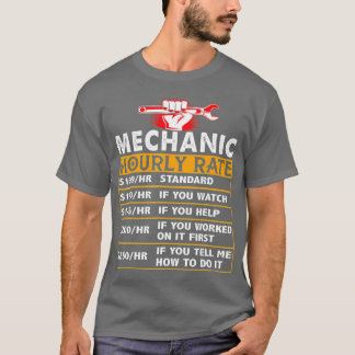 Camiseta Gracioso Mechanic Hourrate Tarifa de mano de obra